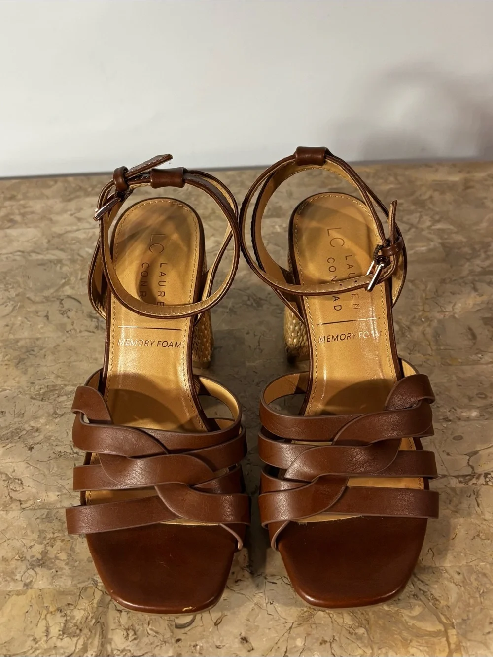 LC Lauren Conrad Bluegum Brown High Heel Sandals Size 6